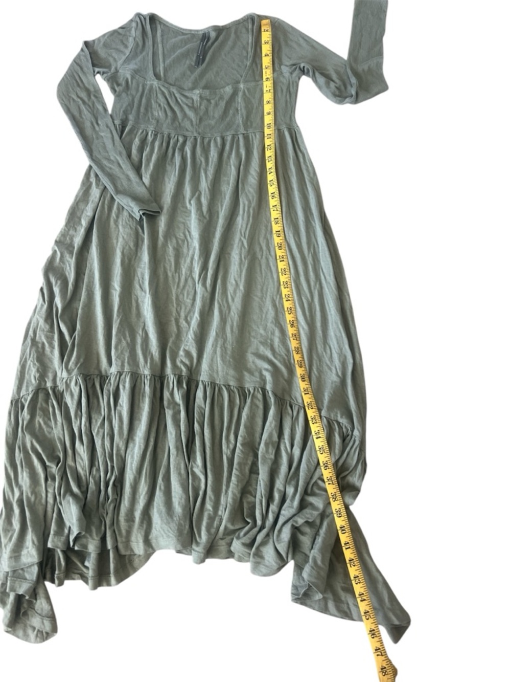 Anthropologie Olive Green Long Sleeve Tiered Maxi Dress - Picture 8 of 11